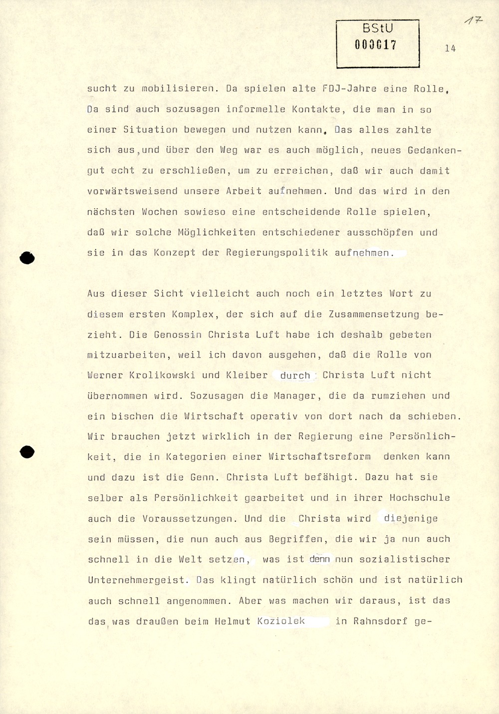 Dienstbesprechung zur Einführung von Wolfgang Schwanitz als Leiter des Amtes für Nationale Sicherheit