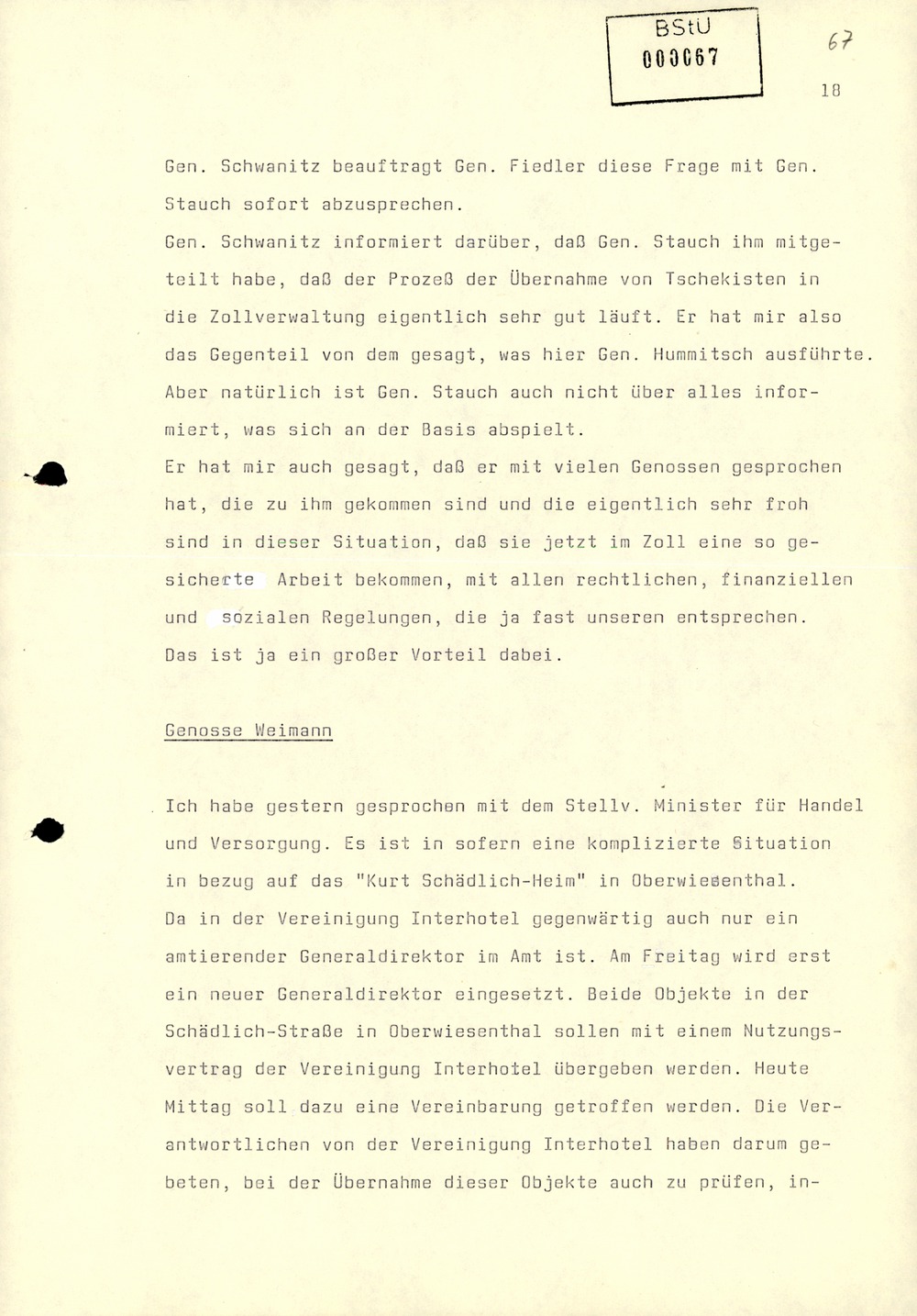 Dienstbesprechung zur Einführung von Wolfgang Schwanitz als Leiter des Amtes für Nationale Sicherheit