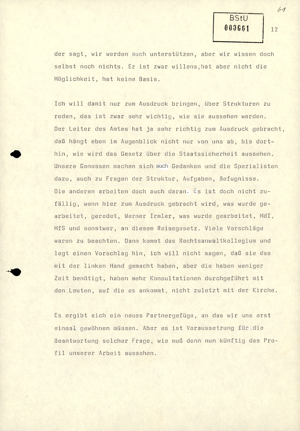 Dienstbesprechung zur Einführung von Wolfgang Schwanitz als Leiter des Amtes für Nationale Sicherheit