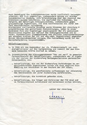 Information zum Einsatz der Volkspolizei-Bereitschaft auf dem Wasunger Karneval 1988