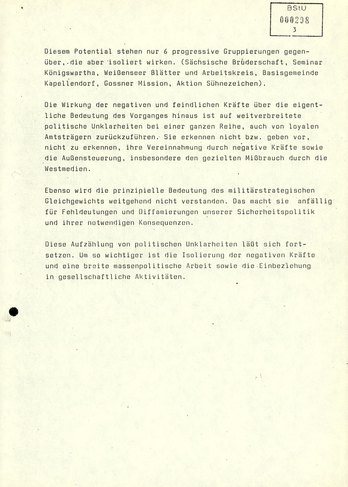 Information über "negative Kräfte" in der Evangelischen Kirche