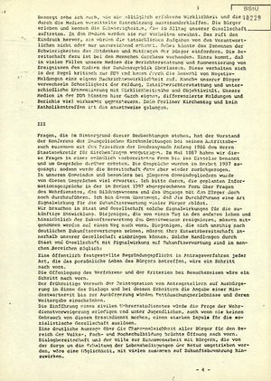 Schnellinformation des Bundes der Evangelischen Kirchen in der DDR über das Treffen von Bischof Leich mit Erich Honecker