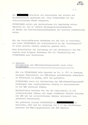 Vorschlag zur Übersiedlung von Klaus Tuchscherer nach Österreich
