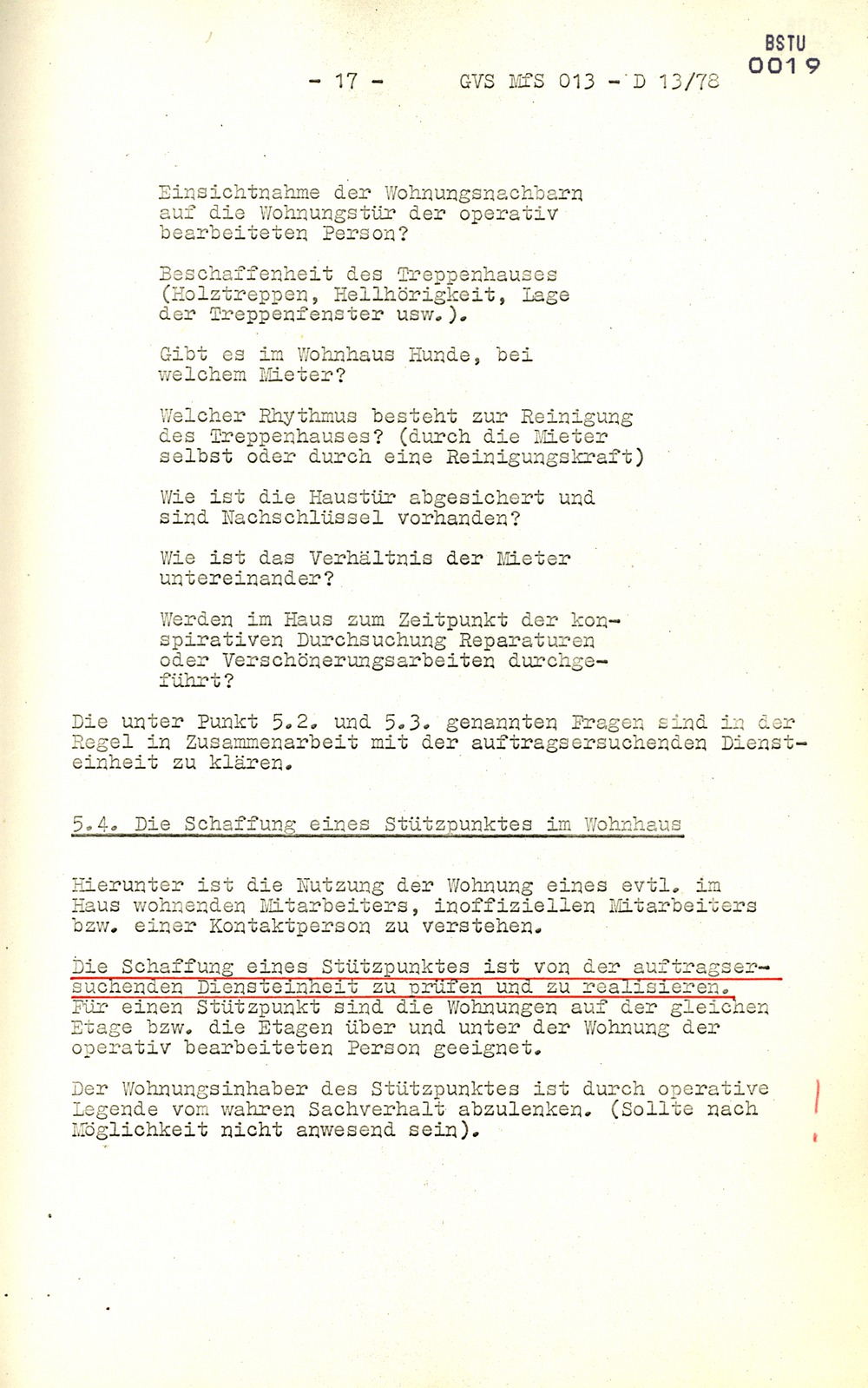 Arbeitsmaterial für die Vorbereitung, Durchführung und Auswertung von konspirativen Durchsuchungen