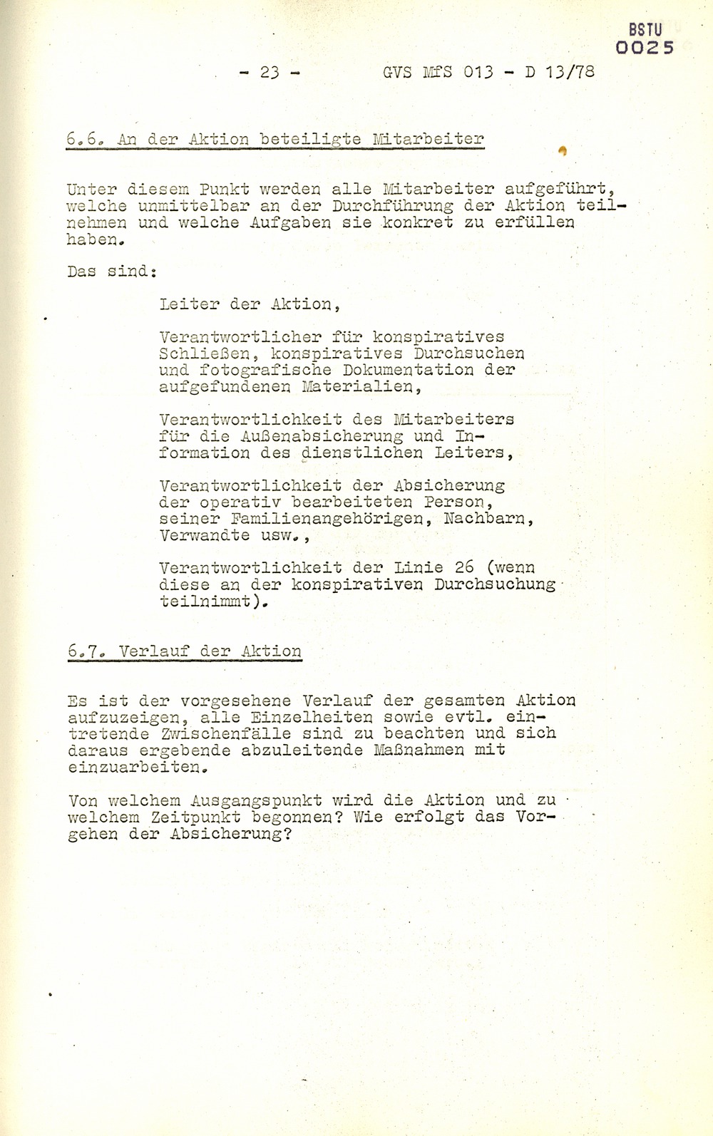 Arbeitsmaterial für die Vorbereitung, Durchführung und Auswertung von konspirativen Durchsuchungen