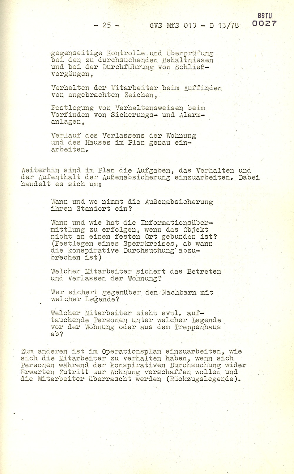Arbeitsmaterial für die Vorbereitung, Durchführung und Auswertung von konspirativen Durchsuchungen