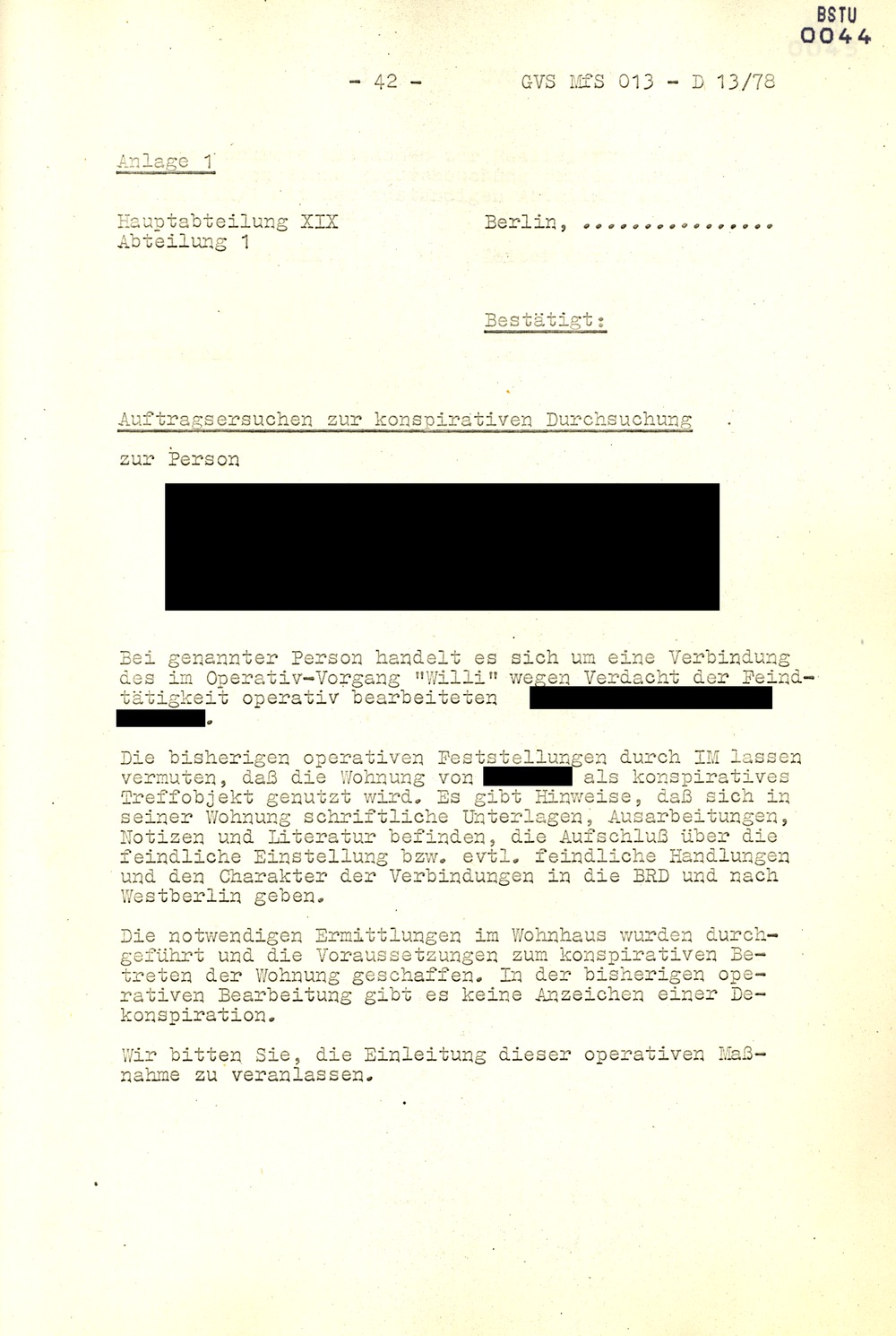 Arbeitsmaterial für die Vorbereitung, Durchführung und Auswertung von konspirativen Durchsuchungen