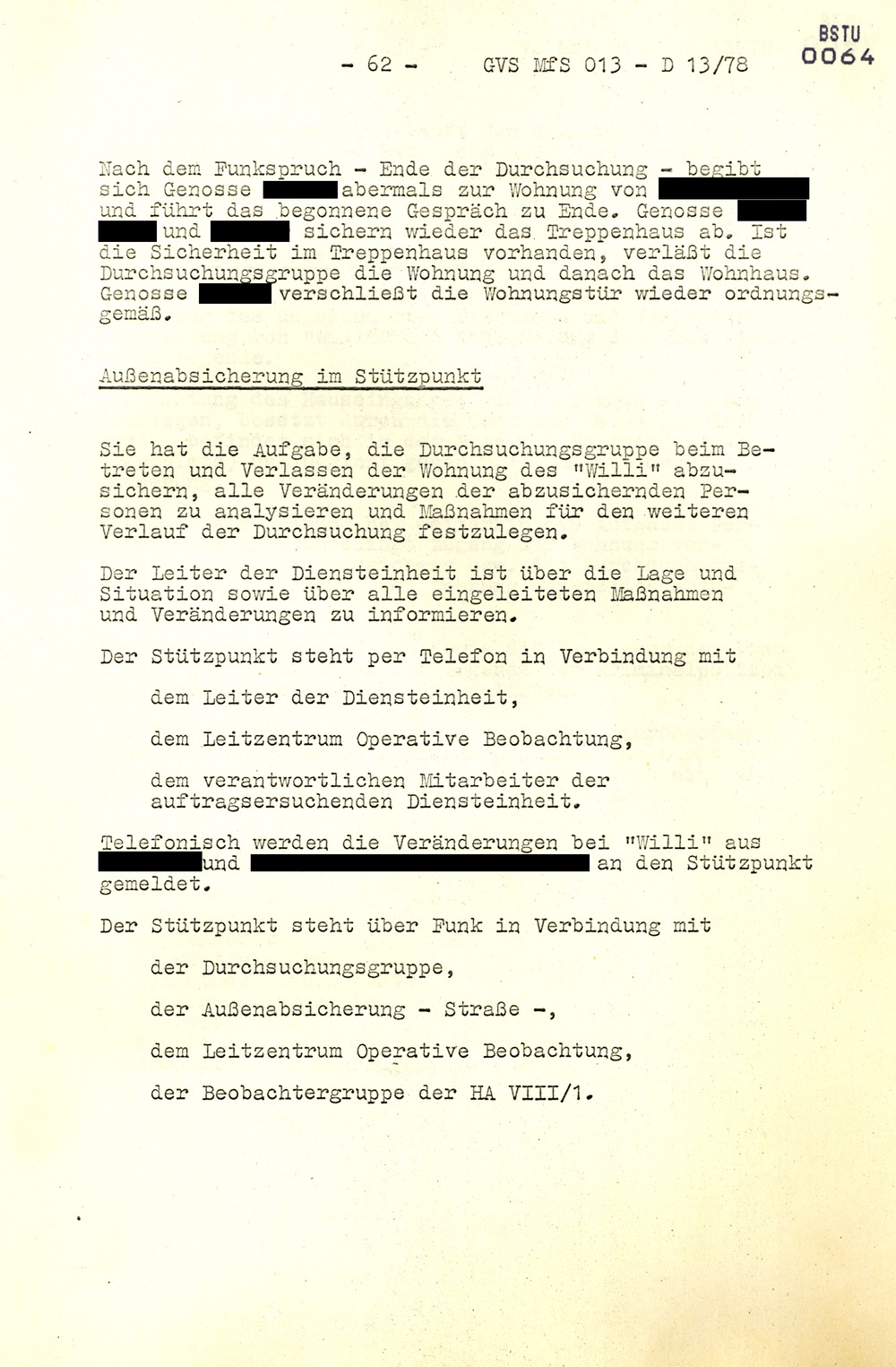 Arbeitsmaterial für die Vorbereitung, Durchführung und Auswertung von konspirativen Durchsuchungen