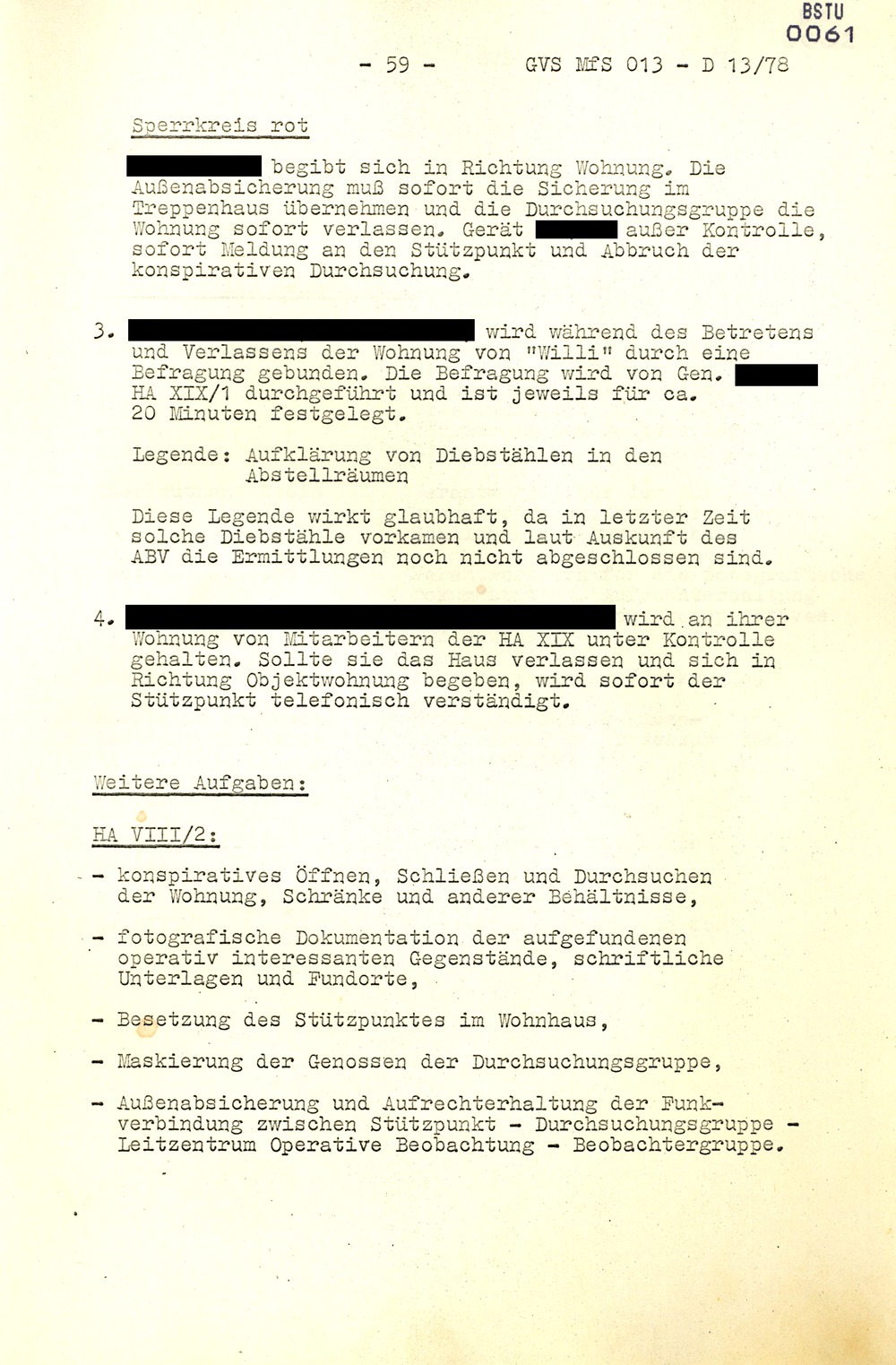 Arbeitsmaterial für die Vorbereitung, Durchführung und Auswertung von konspirativen Durchsuchungen