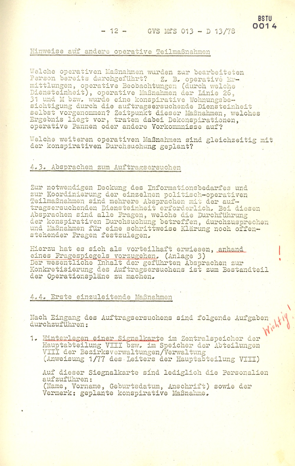 Arbeitsmaterial für die Vorbereitung, Durchführung und Auswertung von konspirativen Durchsuchungen