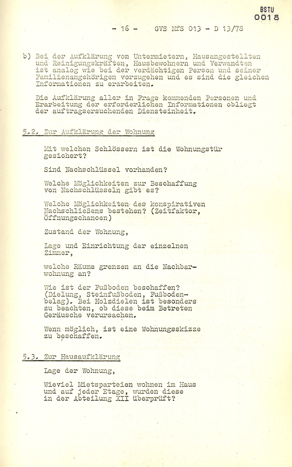 Arbeitsmaterial für die Vorbereitung, Durchführung und Auswertung von konspirativen Durchsuchungen