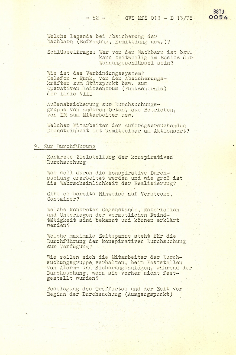 Arbeitsmaterial für die Vorbereitung, Durchführung und Auswertung von konspirativen Durchsuchungen