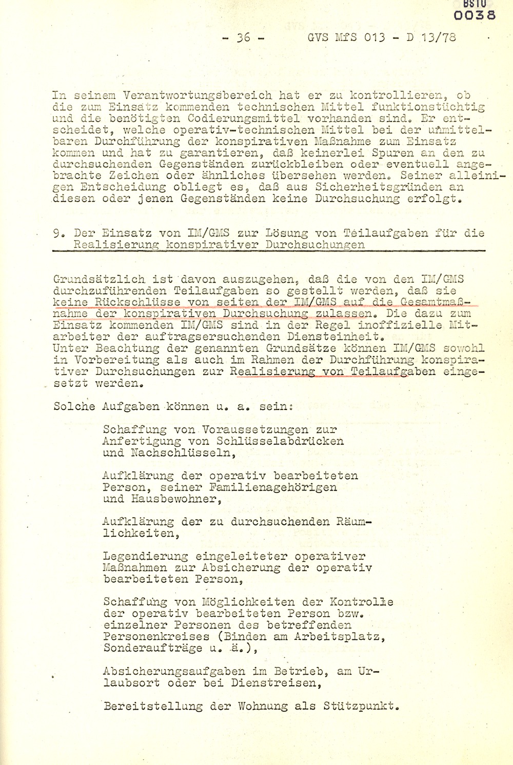 Arbeitsmaterial für die Vorbereitung, Durchführung und Auswertung von konspirativen Durchsuchungen