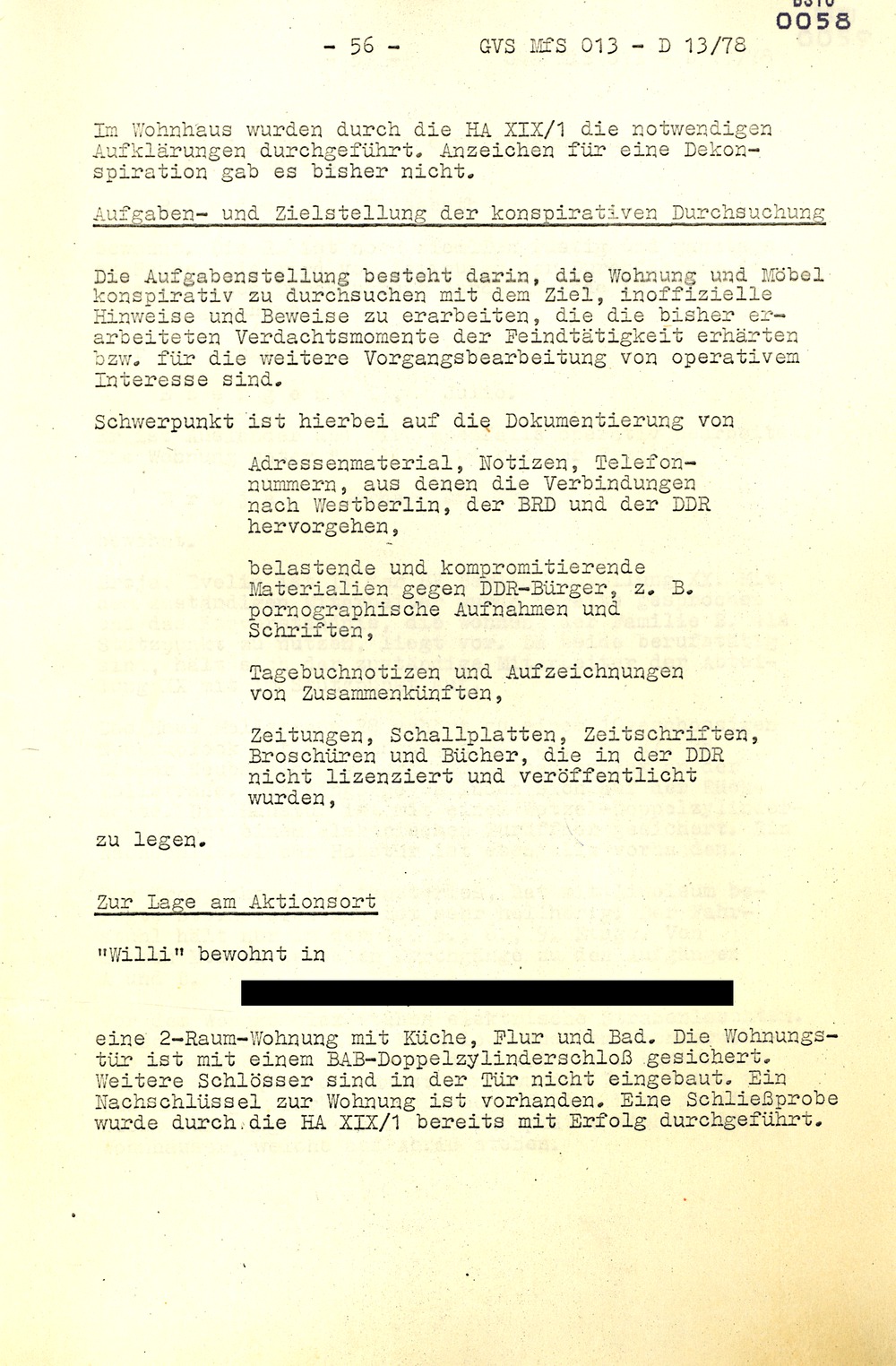 Arbeitsmaterial für die Vorbereitung, Durchführung und Auswertung von konspirativen Durchsuchungen