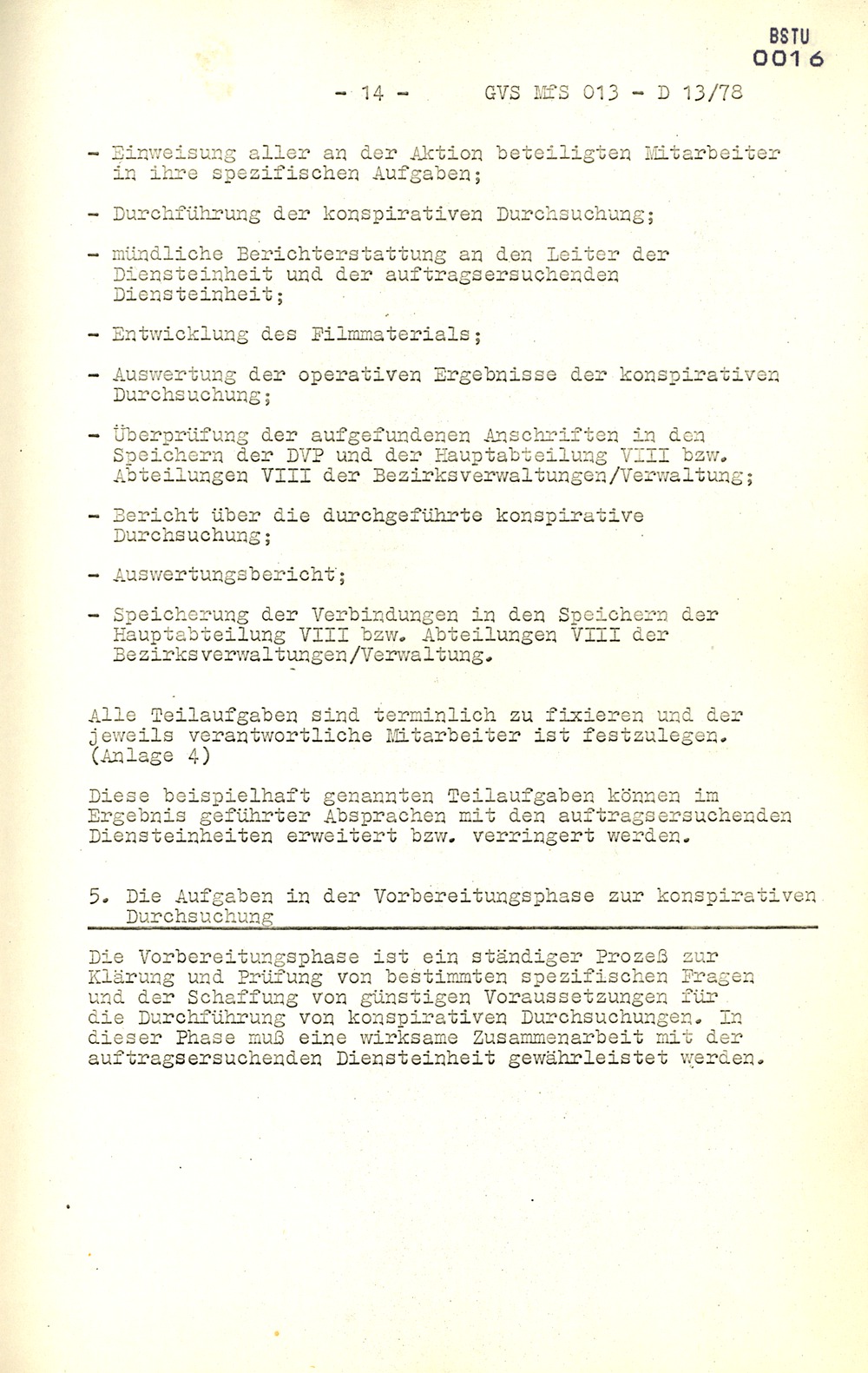 Arbeitsmaterial für die Vorbereitung, Durchführung und Auswertung von konspirativen Durchsuchungen