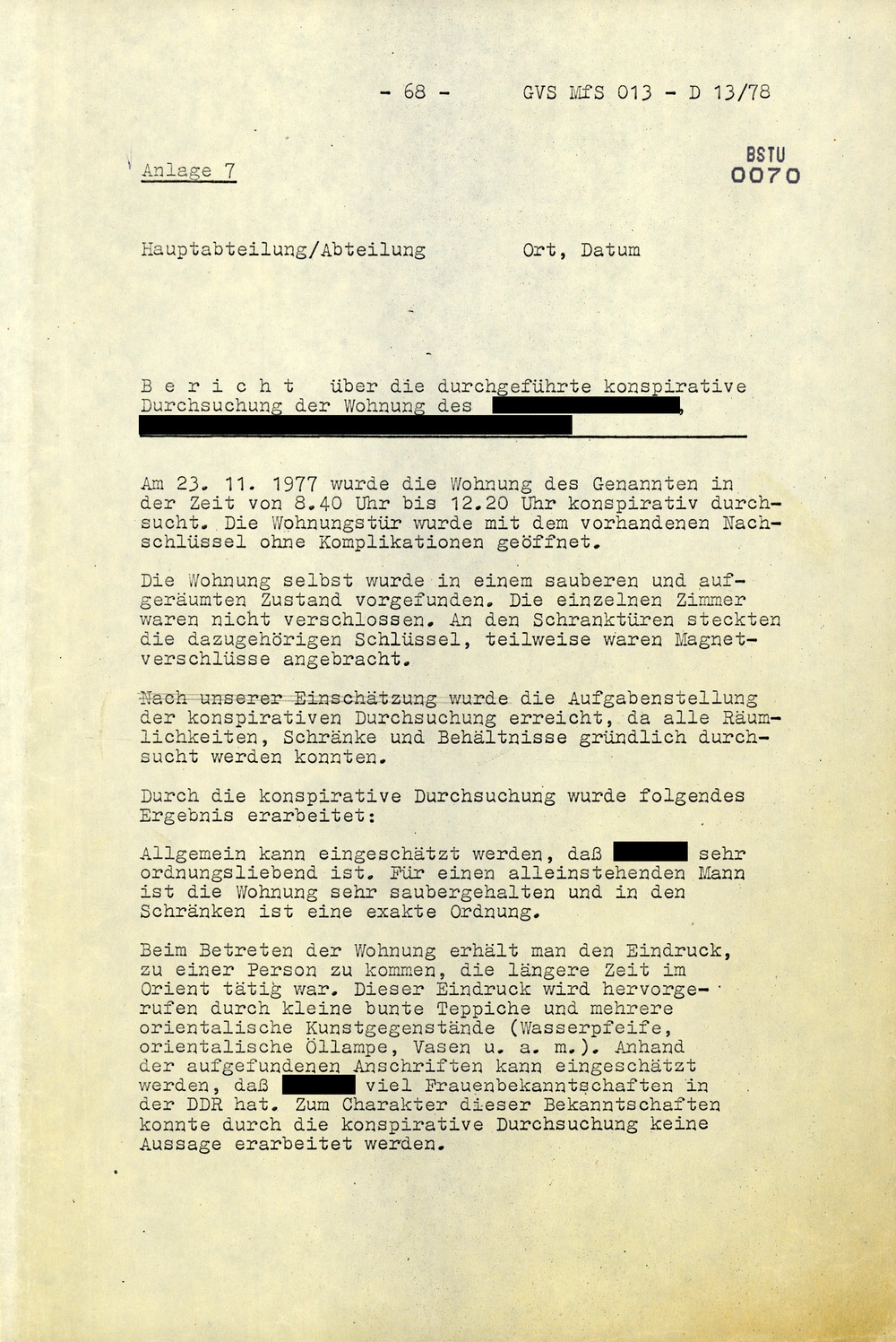 Arbeitsmaterial für die Vorbereitung, Durchführung und Auswertung von konspirativen Durchsuchungen