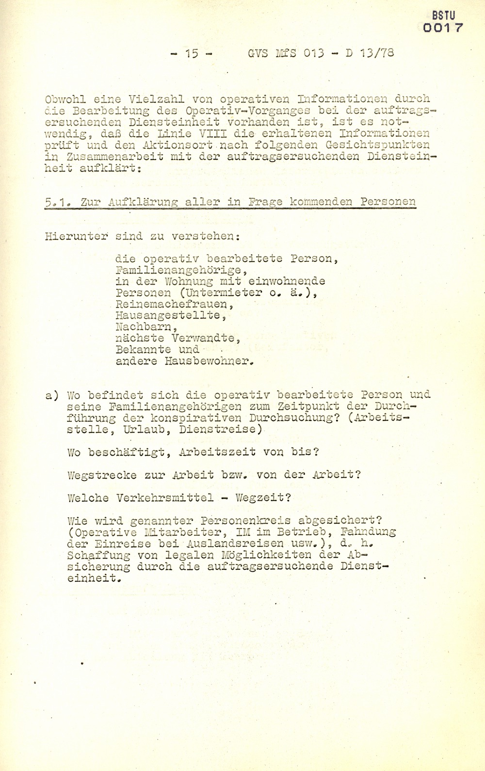Arbeitsmaterial für die Vorbereitung, Durchführung und Auswertung von konspirativen Durchsuchungen