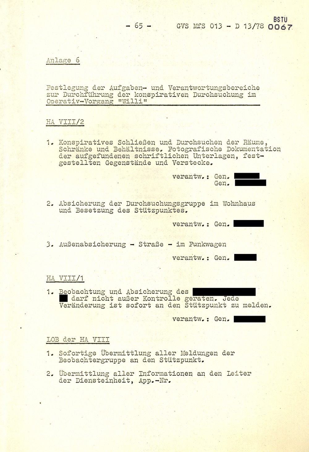 Arbeitsmaterial für die Vorbereitung, Durchführung und Auswertung von konspirativen Durchsuchungen