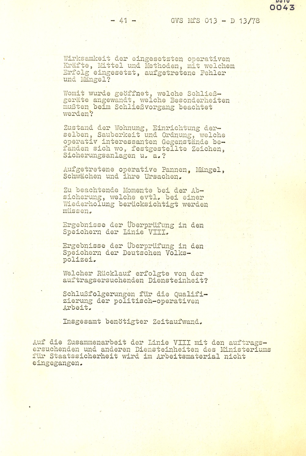 Arbeitsmaterial für die Vorbereitung, Durchführung und Auswertung von konspirativen Durchsuchungen