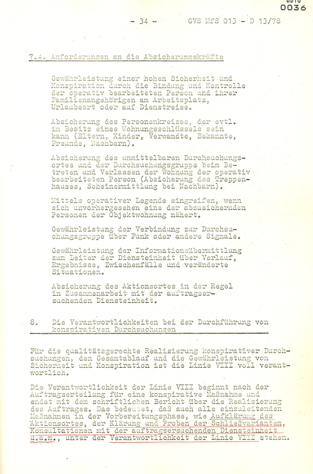 Arbeitsmaterial für die Vorbereitung, Durchführung und Auswertung von konspirativen Durchsuchungen