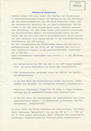 Information über westliche Menschenrechtsgruppen und ihre Kontakte zu DDR-Bürgern