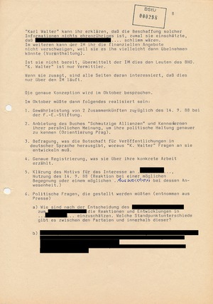 Treffbericht mit IM "Karl Walter" vom 10. September 1988