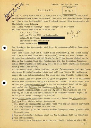 Bericht über die Einreise Till Meyers in die DDR