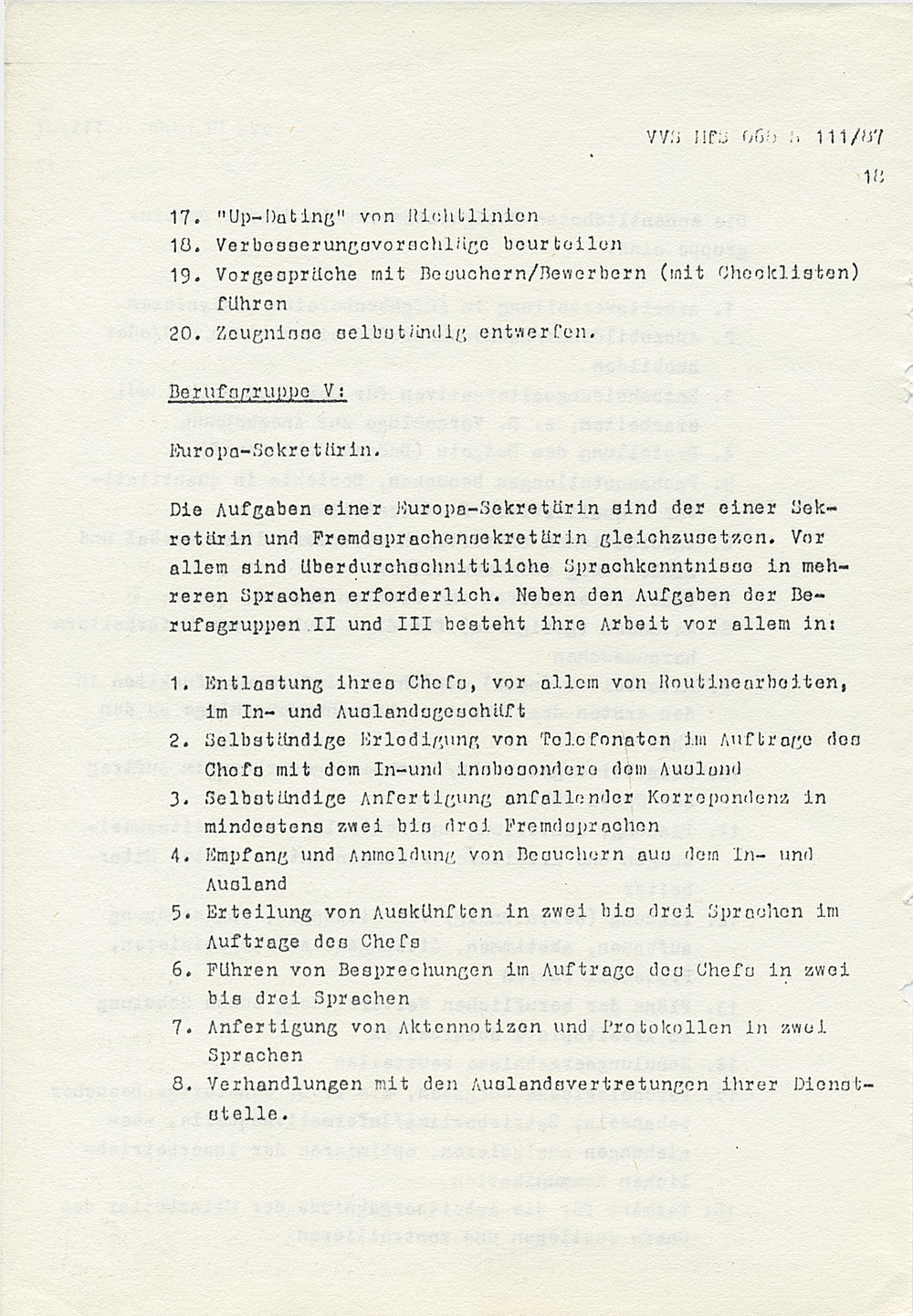 Schulungsmaterial mit "ausgewählten Erkenntnissen" über die "Berufsgruppe der Sekretärinnen"