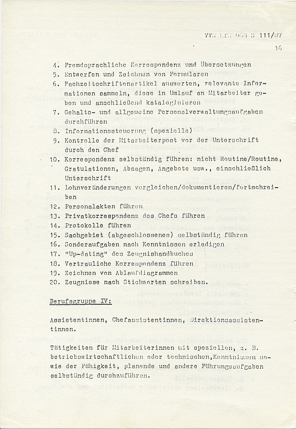 Schulungsmaterial mit "ausgewählten Erkenntnissen" über die "Berufsgruppe der Sekretärinnen"