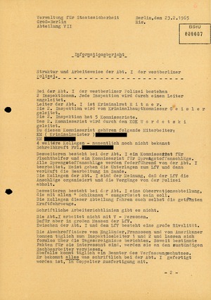 "Informationsbericht" von "Otto Bohl" über die Struktur der Abteilung I