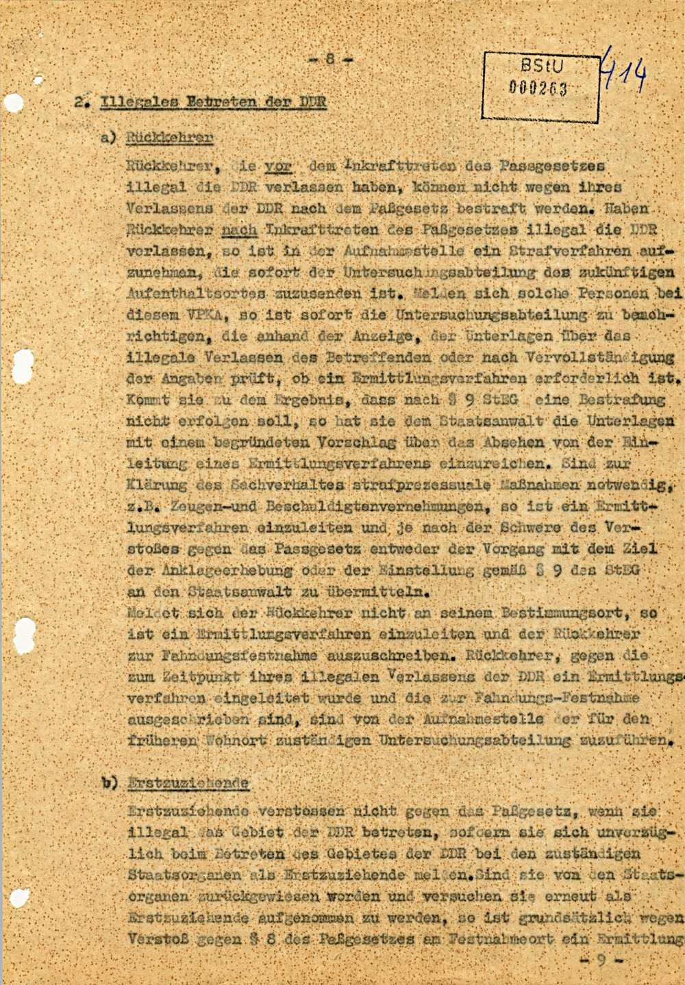 Direktive über die Anwendung des novellierten Passgesetzes