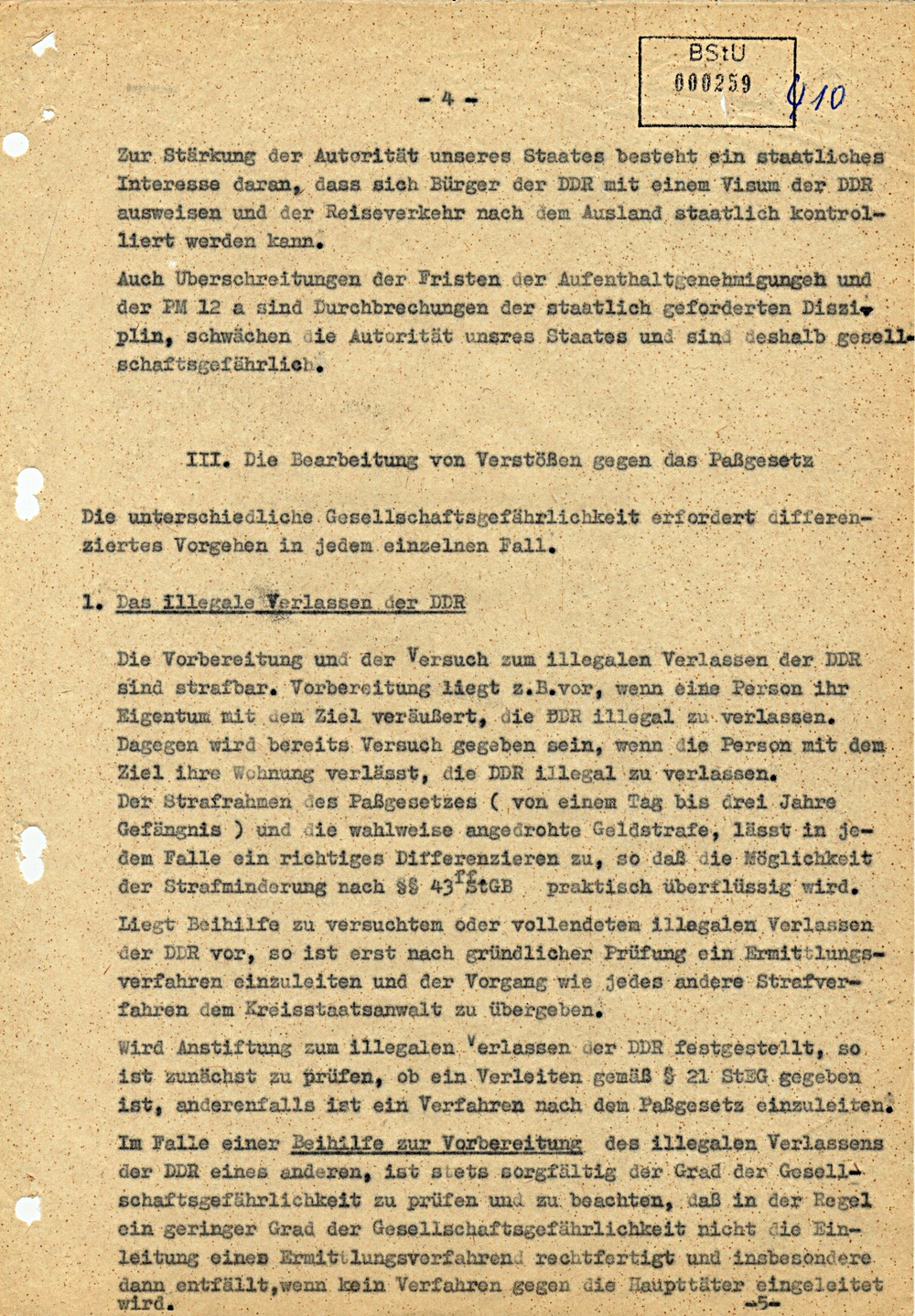 Direktive über die Anwendung des novellierten Passgesetzes