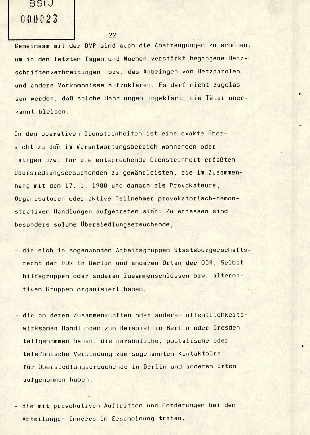 Referat Erich Mielkes zur "Übersiedlung" auf einer Dienstbesprechung