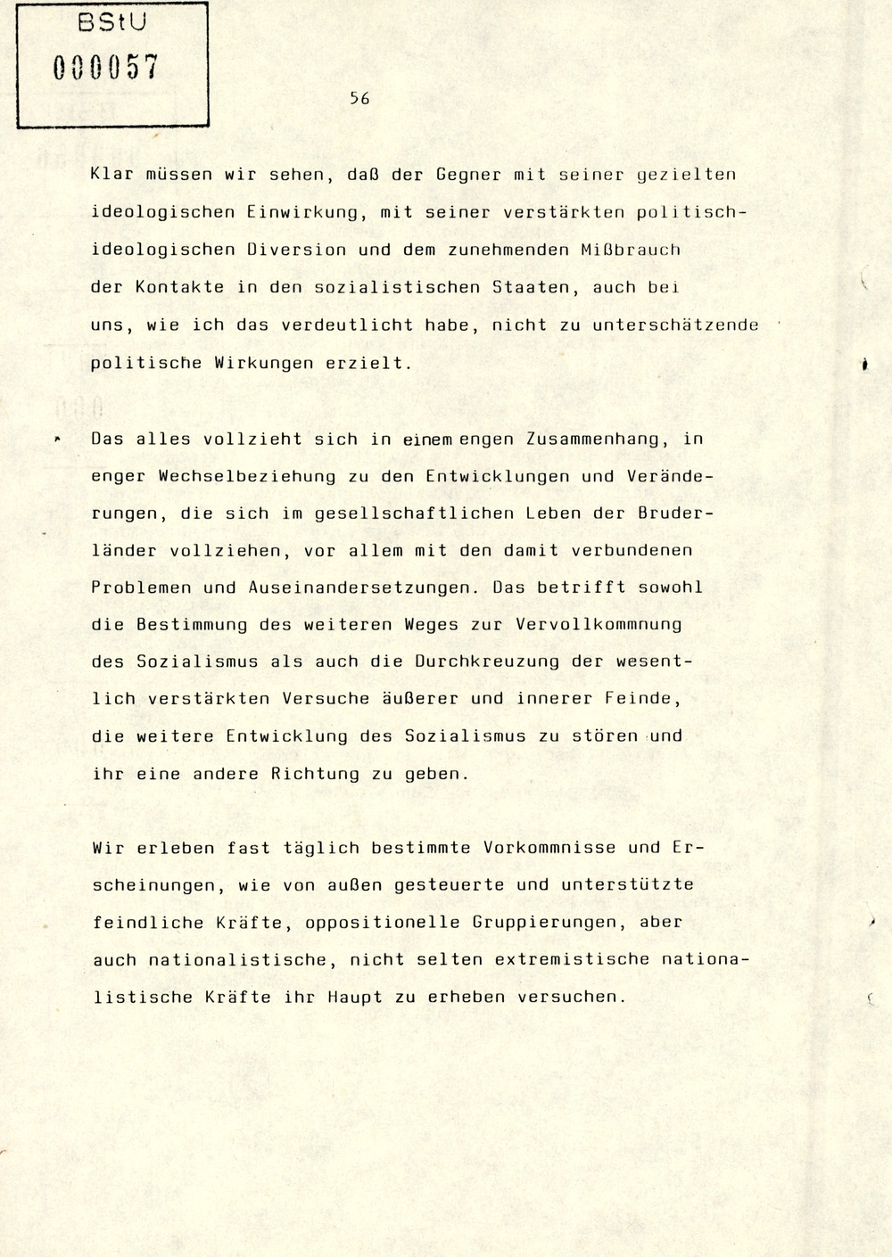 Referat Erich Mielkes zur "Übersiedlung" auf einer Dienstbesprechung