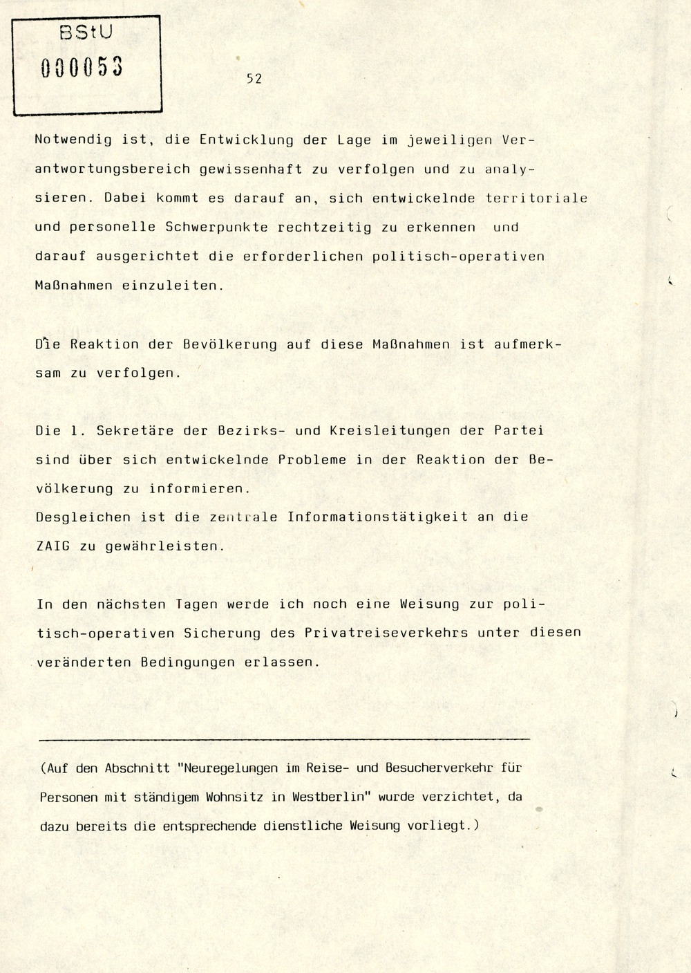 Referat Erich Mielkes zur "Übersiedlung" auf einer Dienstbesprechung