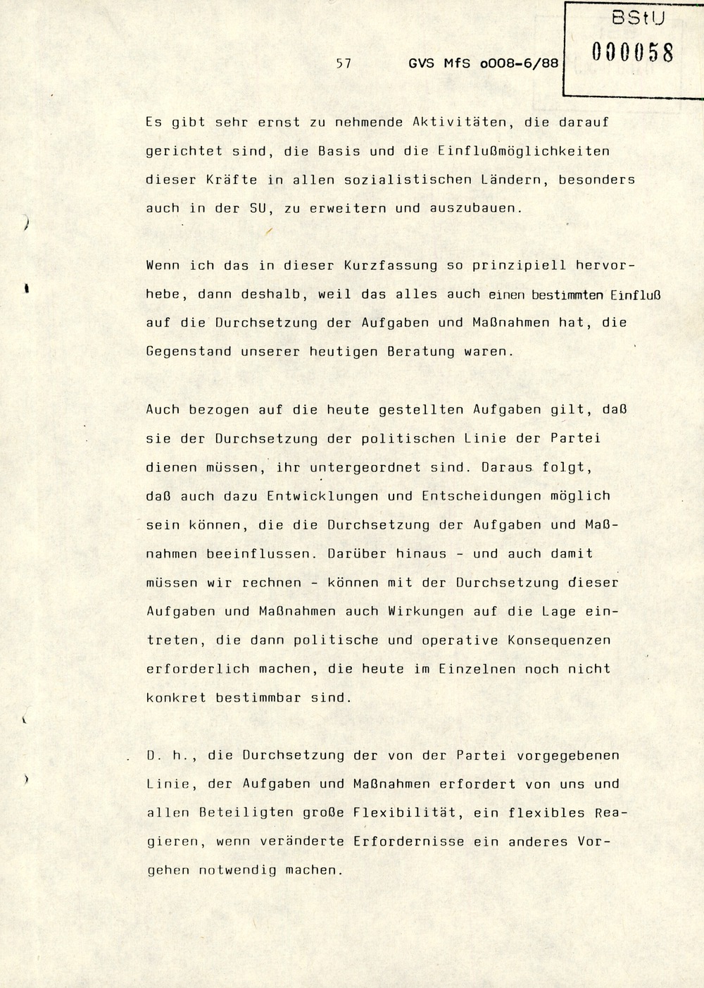 Referat Erich Mielkes zur "Übersiedlung" auf einer Dienstbesprechung