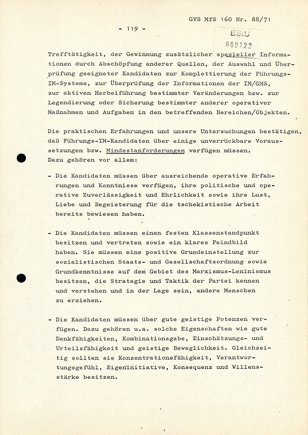 Anforderungen und Wege der weiteren Qualifizierung der Arbeit mit Führungs-IM