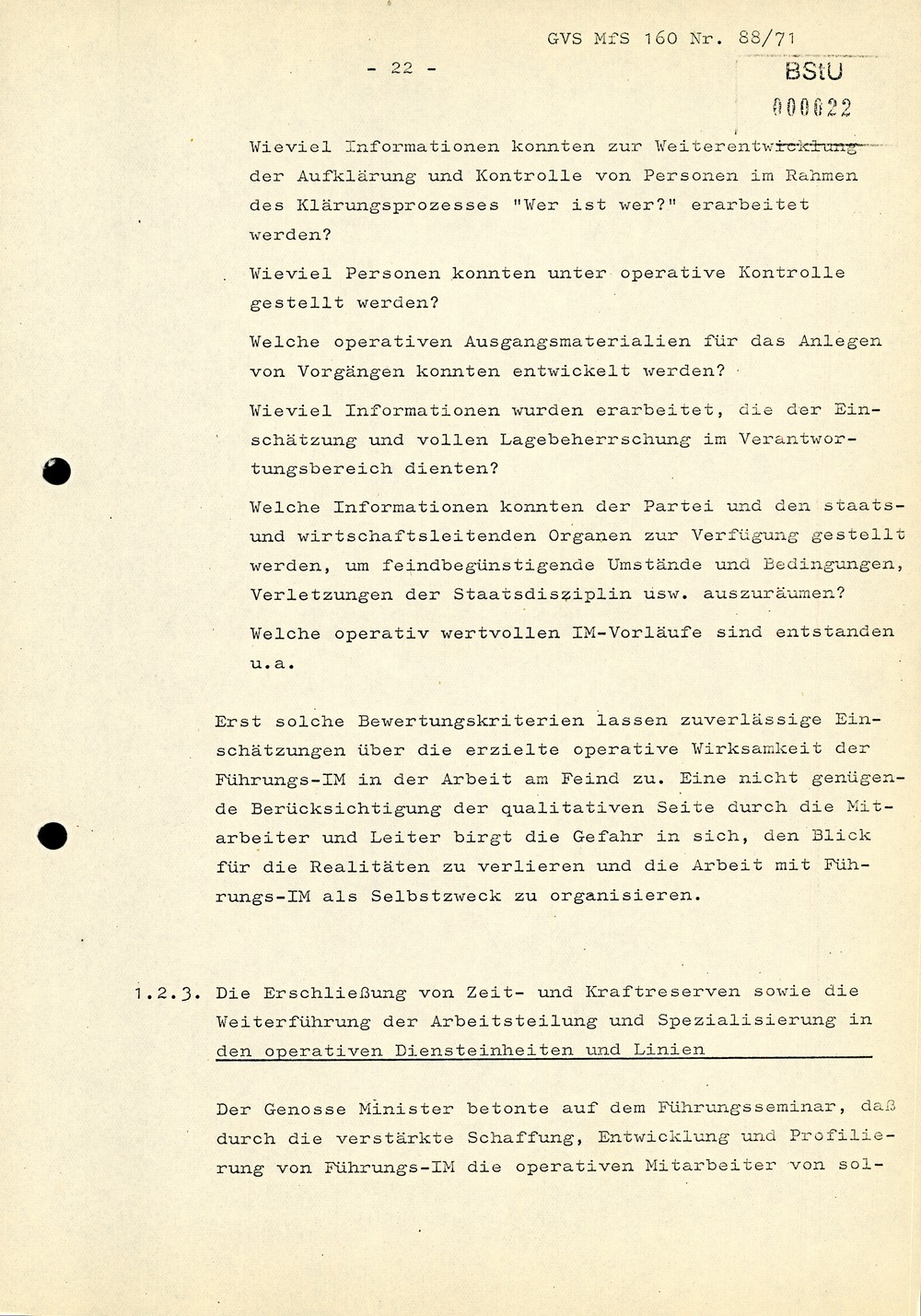 Anforderungen und Wege der weiteren Qualifizierung der Arbeit mit Führungs-IM