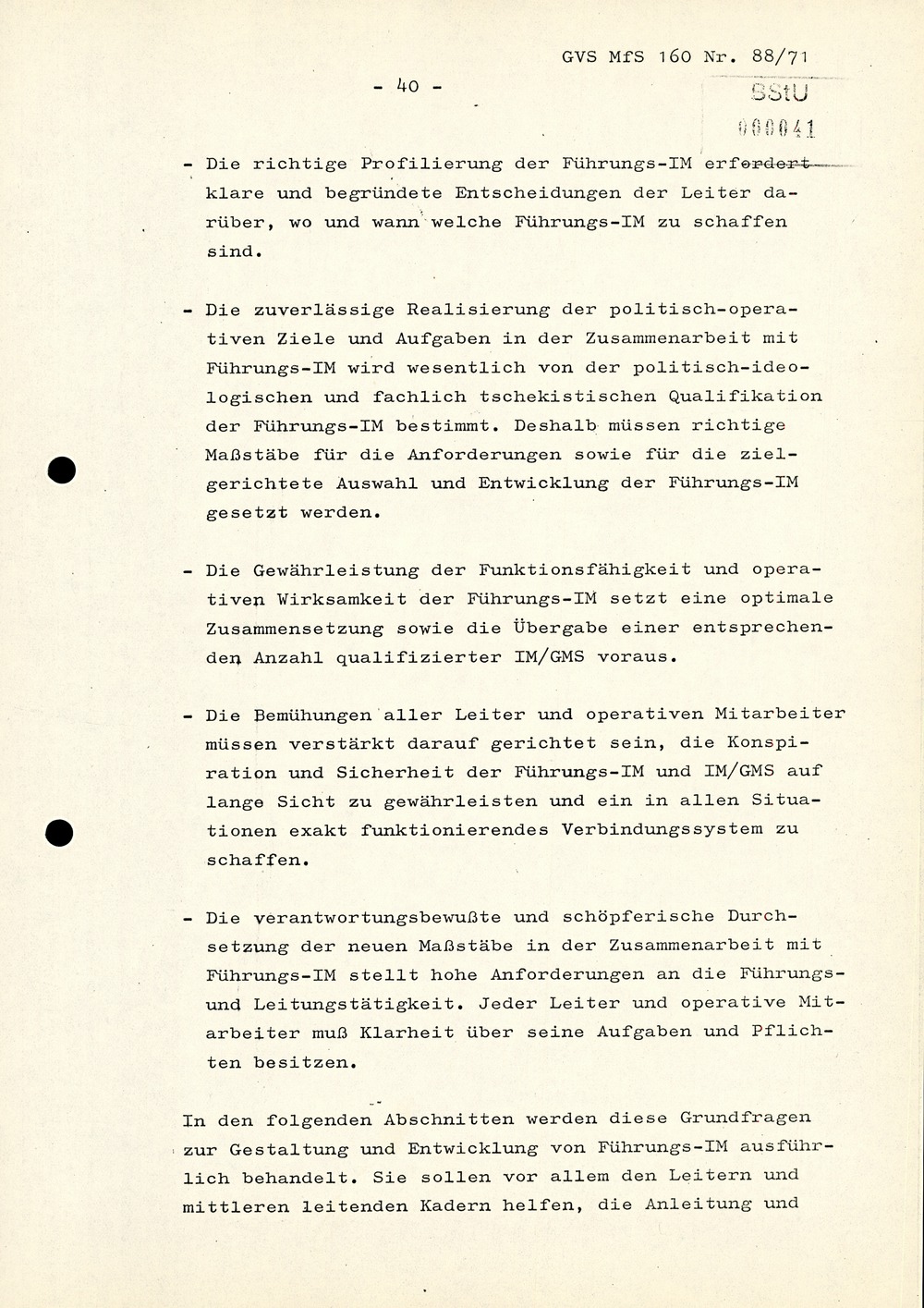 Anforderungen und Wege der weiteren Qualifizierung der Arbeit mit Führungs-IM