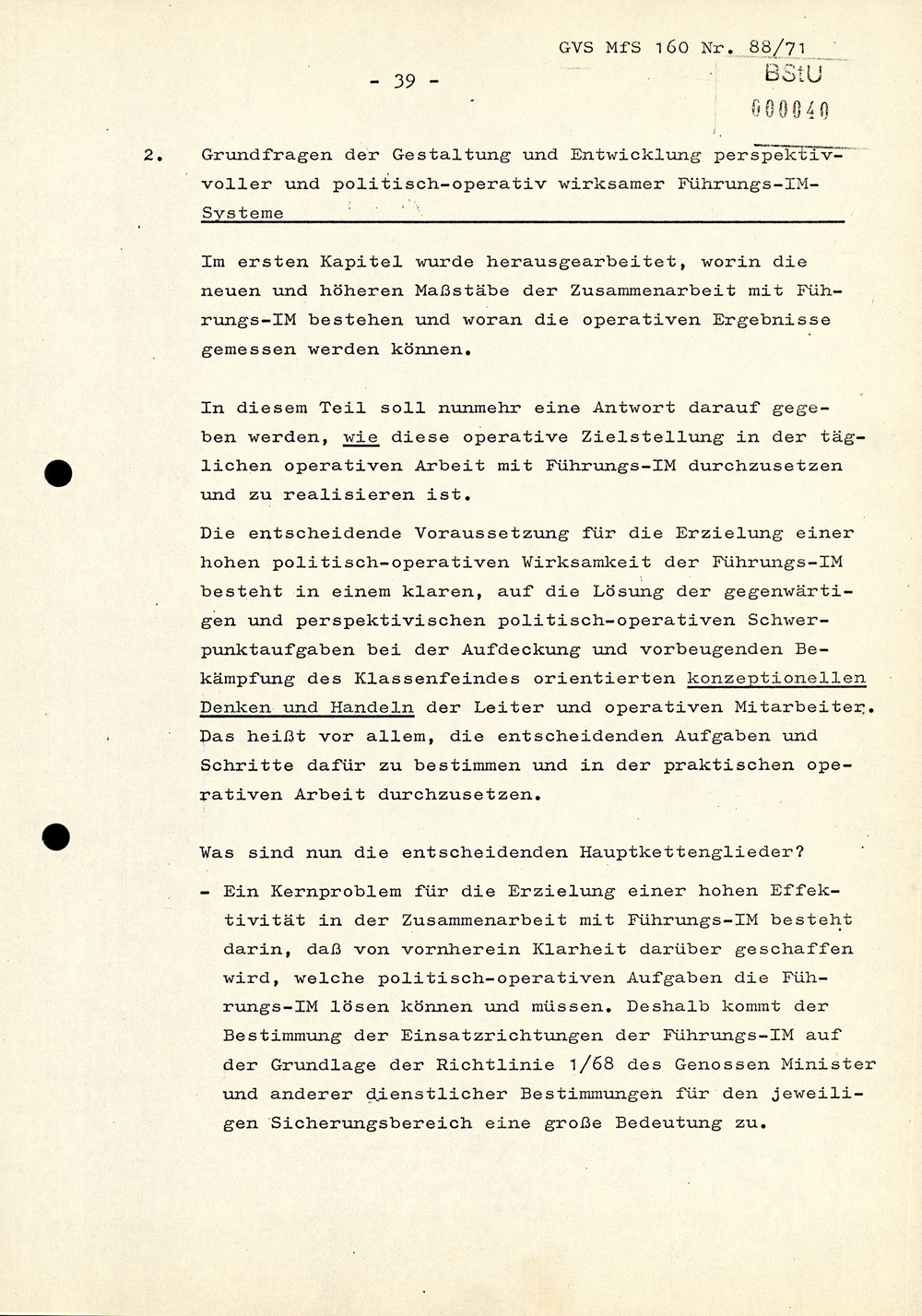 Anforderungen und Wege der weiteren Qualifizierung der Arbeit mit Führungs-IM