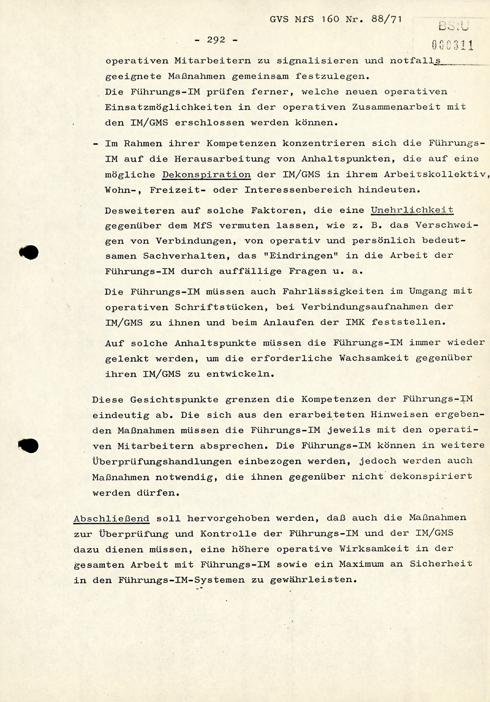 Anforderungen und Wege der weiteren Qualifizierung der Arbeit mit Führungs-IM