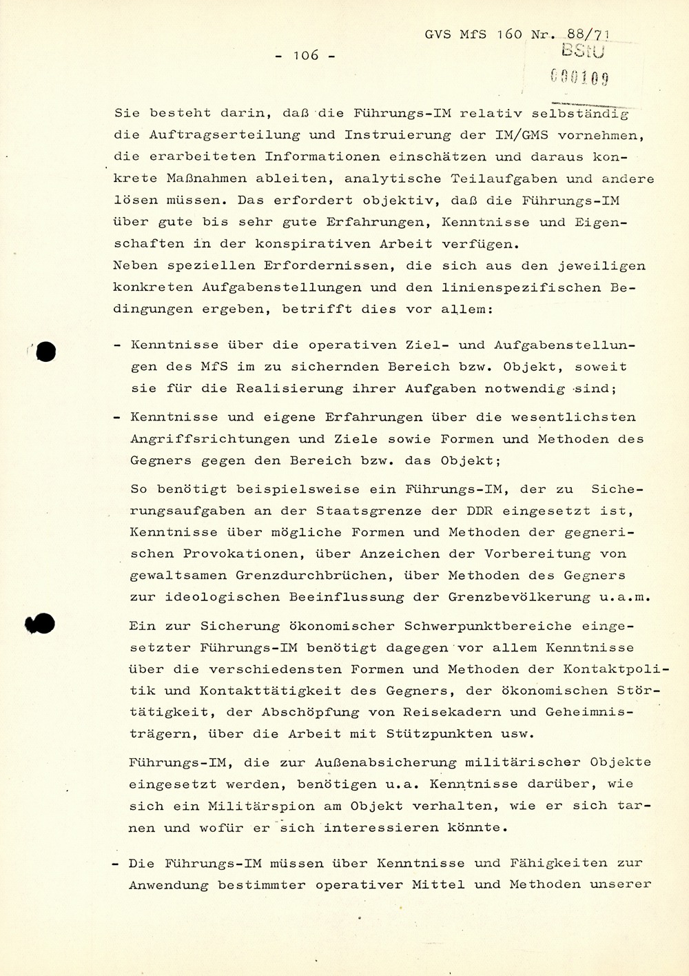 Anforderungen und Wege der weiteren Qualifizierung der Arbeit mit Führungs-IM