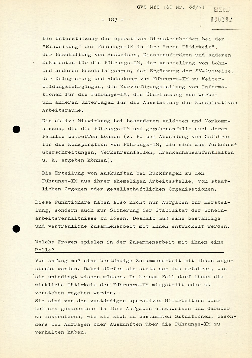 Anforderungen und Wege der weiteren Qualifizierung der Arbeit mit Führungs-IM