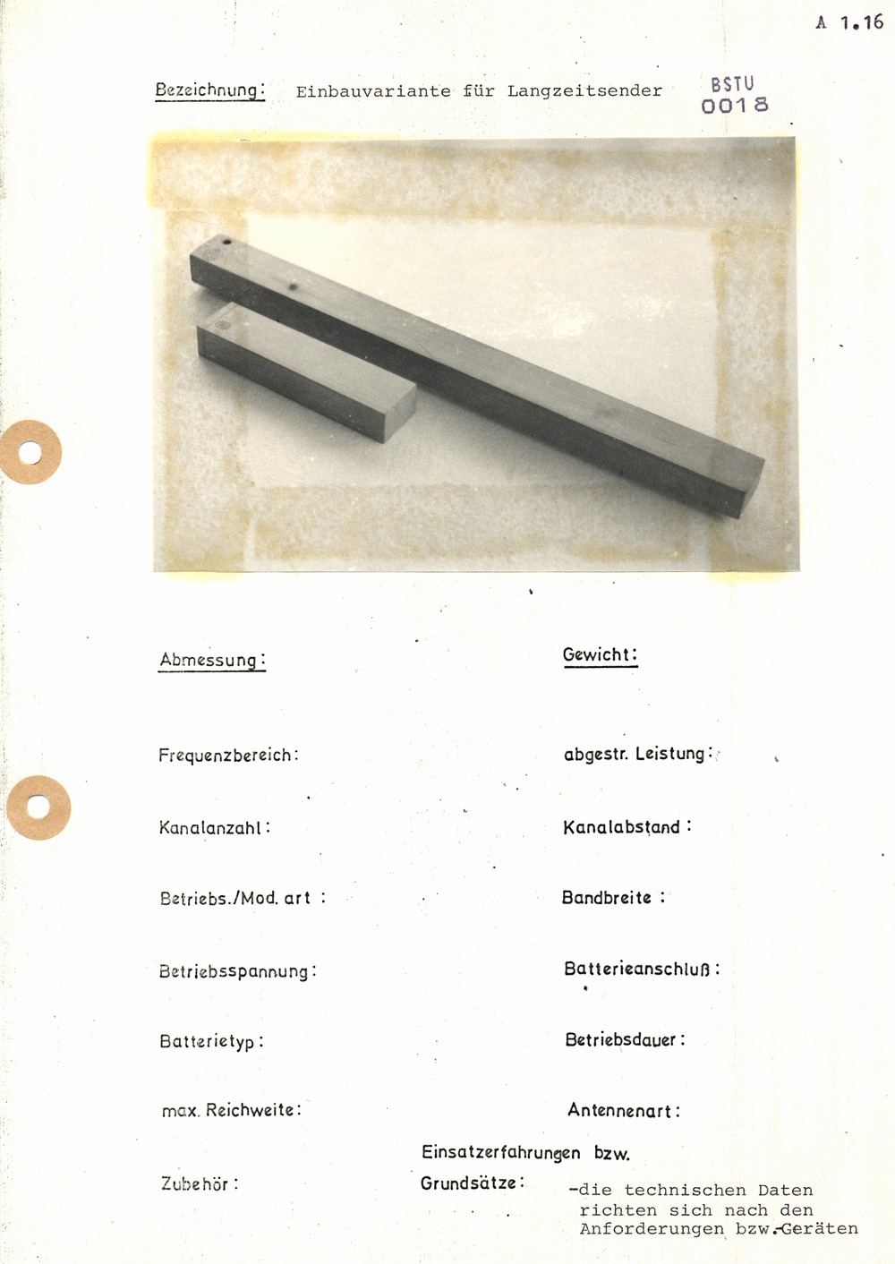 Spezifische operative drahtlose Abhörtechnik (Wanzen)