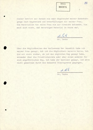 Von Werner Teske unterschriebenes Geständnis
