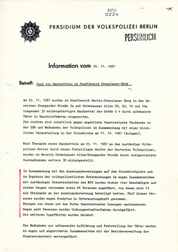 Information über den Fund von Handzetteln der "Anti-Nazi-Liga"