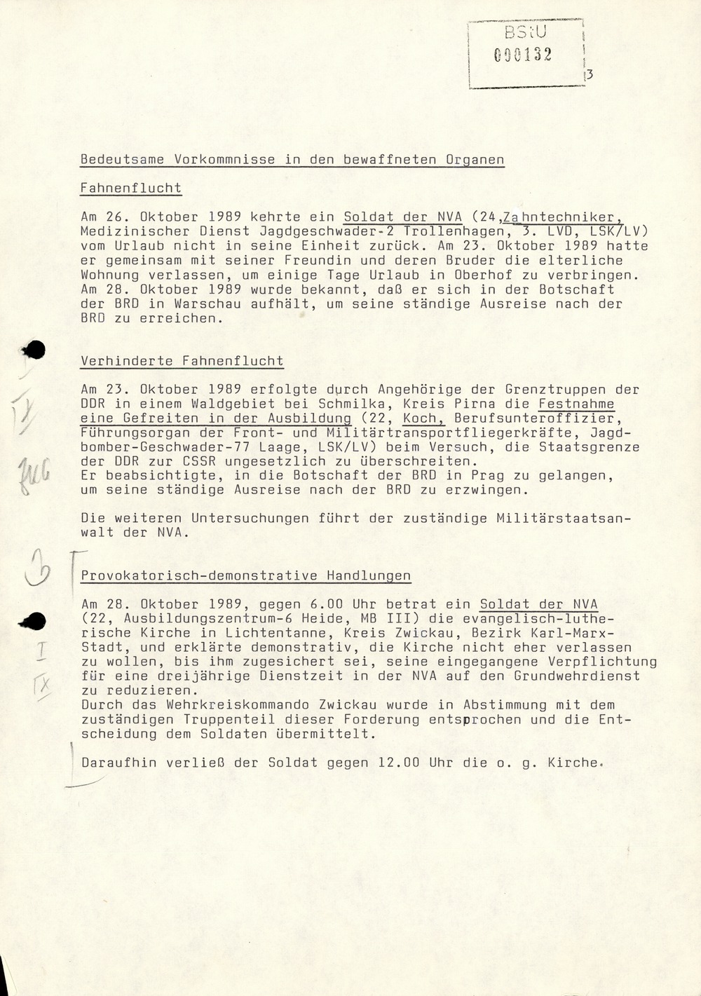 Wochenübersicht Nr. 44/89 vom 30. Oktober 1989