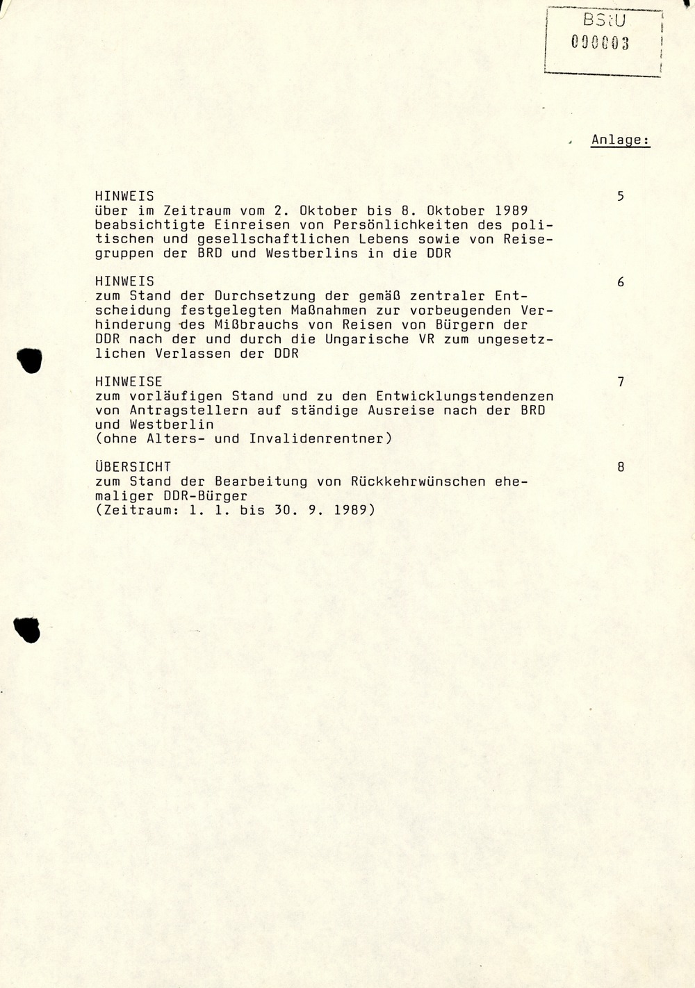 Wochenübersicht Nr. 40/89 vom 2. Oktober 1989