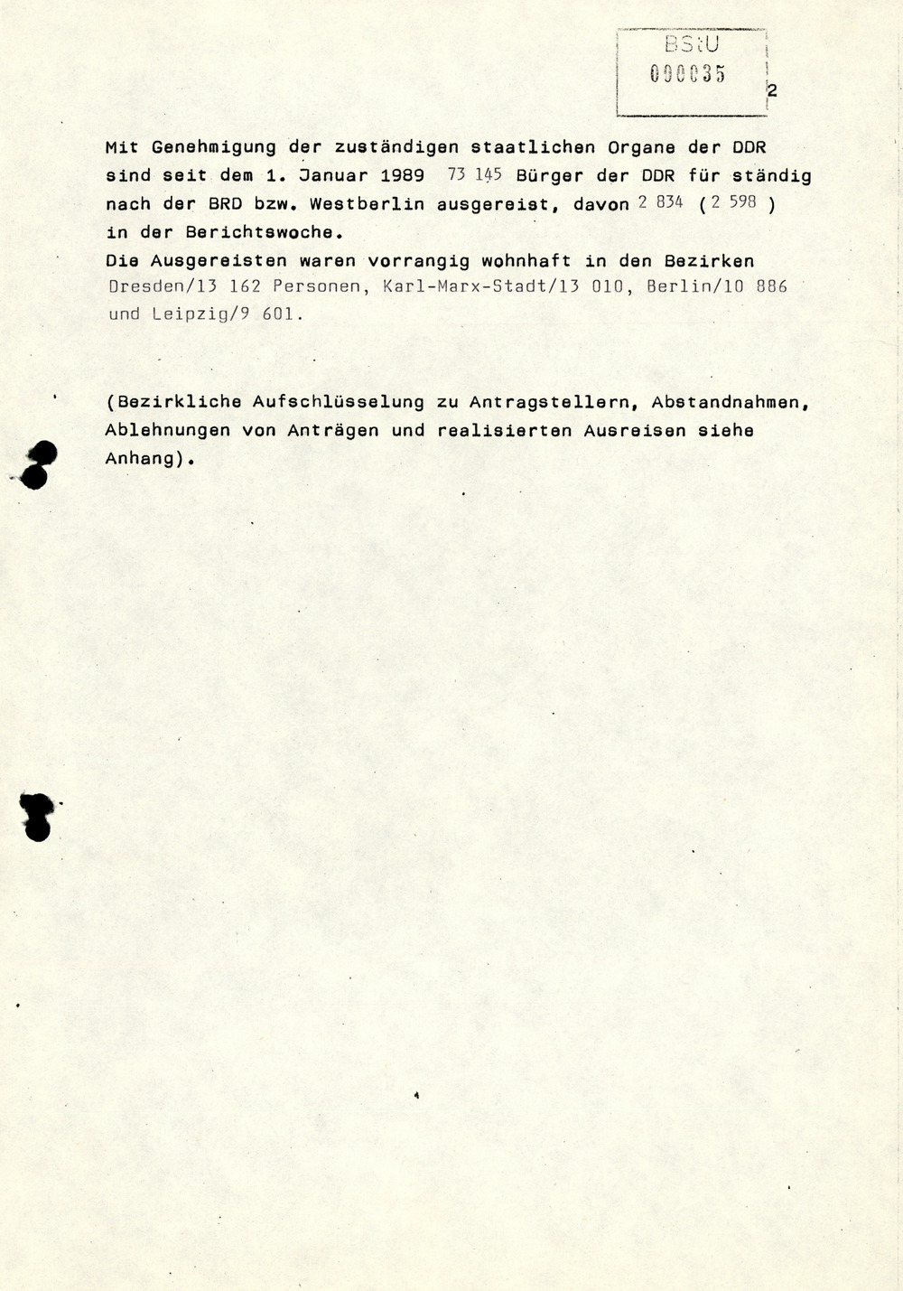 Wochenübersicht Nr. 40/89 vom 2. Oktober 1989