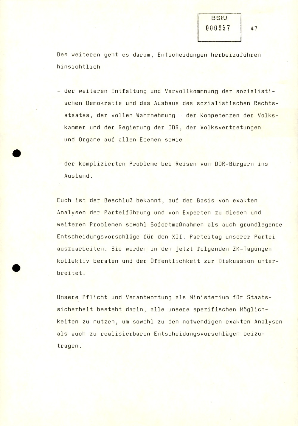 Referat Mielkes zur Auswertung der 9. Tagung des ZK der SED